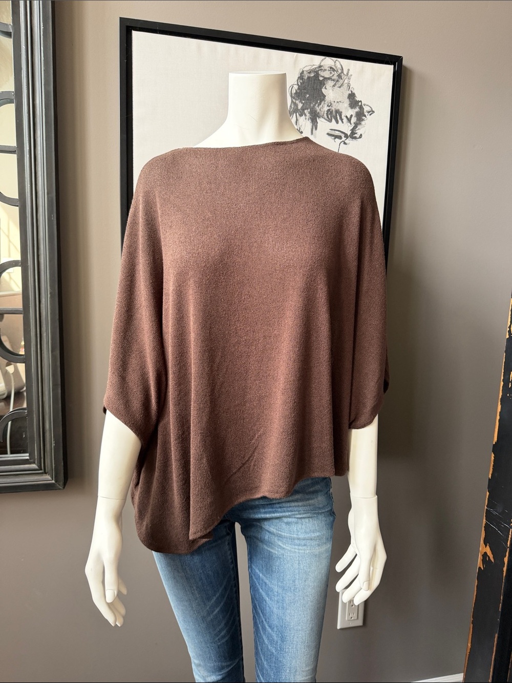 Zara Off-the-Shoulder Brown Knit Sweater